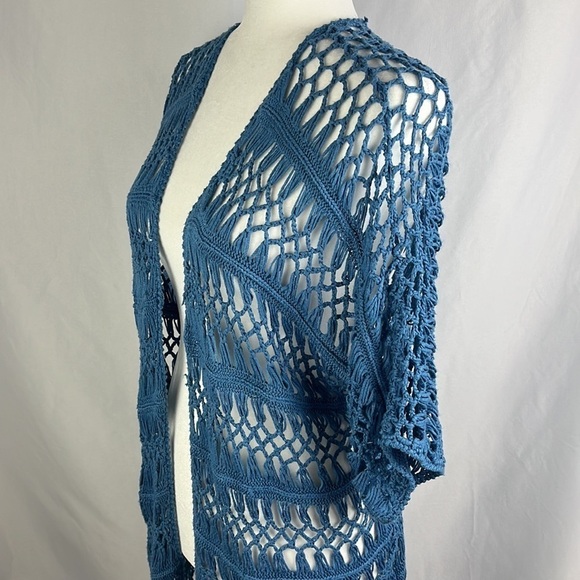 Garage Crochet Open Front Tassel Fringe Kimono Cardigan Cover-Up Womens SizeXS/S - Picture 3 of 11